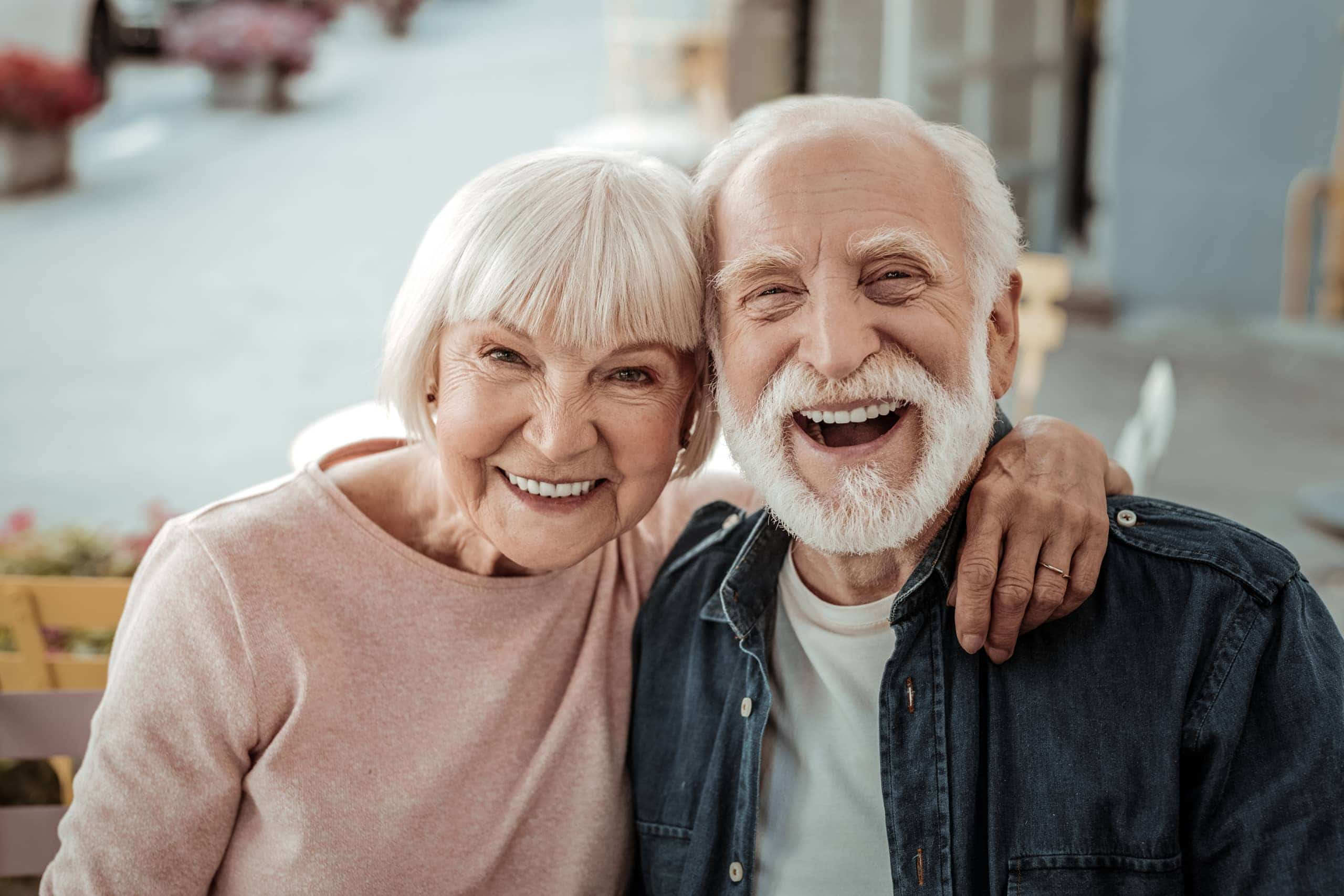 Elderly,Couple.,Joyful,Nice,Elderly,Couple,Smiling,While,Being,In