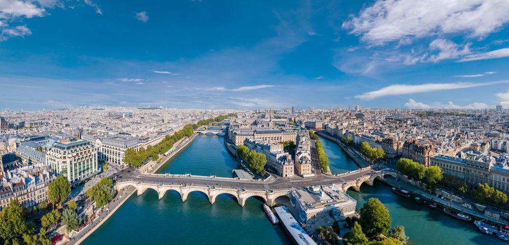 Paris,Aerial,Panorama,With,River,Seine,,Pont,Neuf,Bridge,,Ile